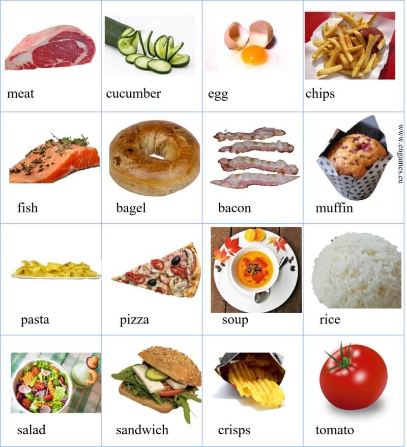 Resultado de imagen de food vocabulary in english